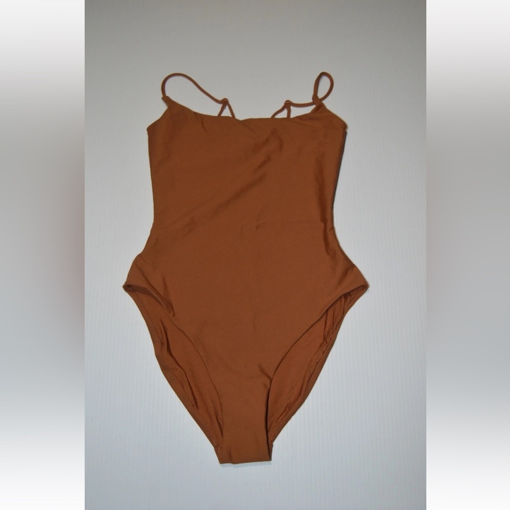 SKIMS Sz Small Bronze Classic Swim Square Neck Scoop One Piece Swimsuit